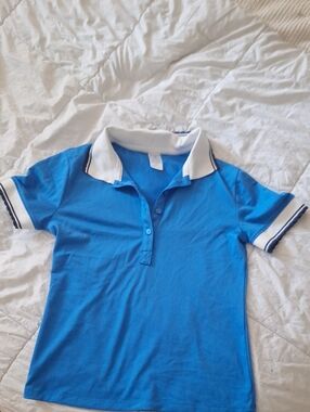 J. Crew Bright Blue Polo with White Contrast Collar